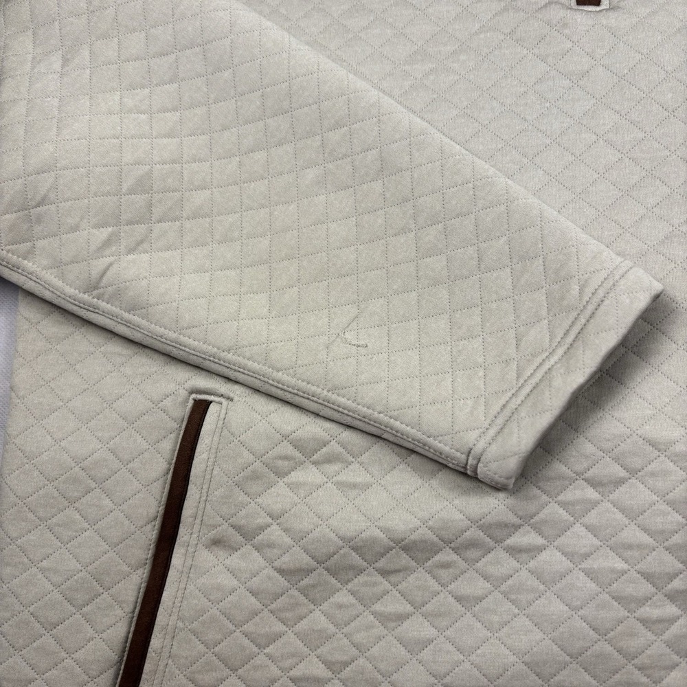 Magaschoni Pullover Mens 2XL Beige Diamond Quilted Half Zip Sweater Pockets - Picture 3 of 14